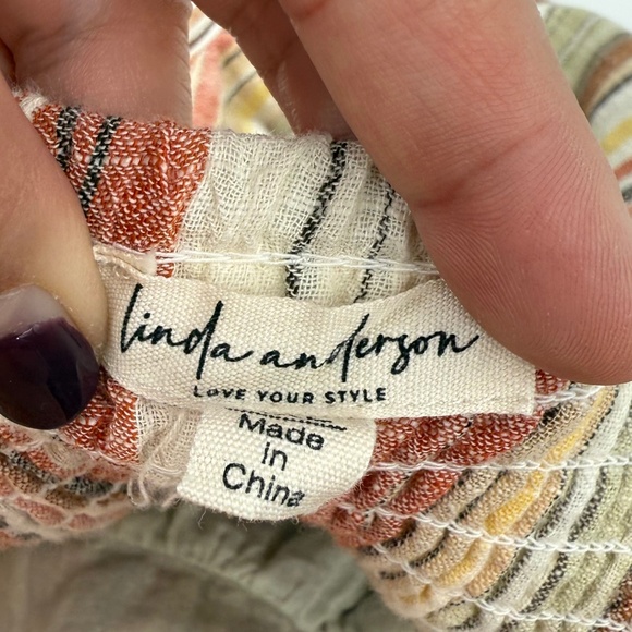 Linda Anderson Dress Women XXL Multicolor Sleeveless Stripe Tiered Maxi House - Picture 9 of 15